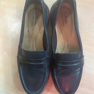 Clarks Women's Classic Black Leather Loafers